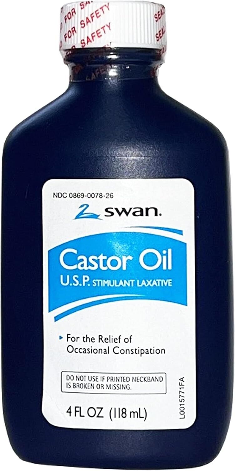 Swan Castor Oil Stimulant Laxative for relief of occasional constipation 4oz