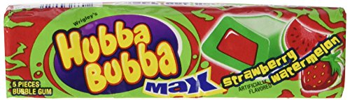 HUBBA BUBBA MAX Bubble Gum, 18- 5 piece packages (90 pieces total) - Outrageous Original, Strawberry Watermelon, Sour Blue Raspberry