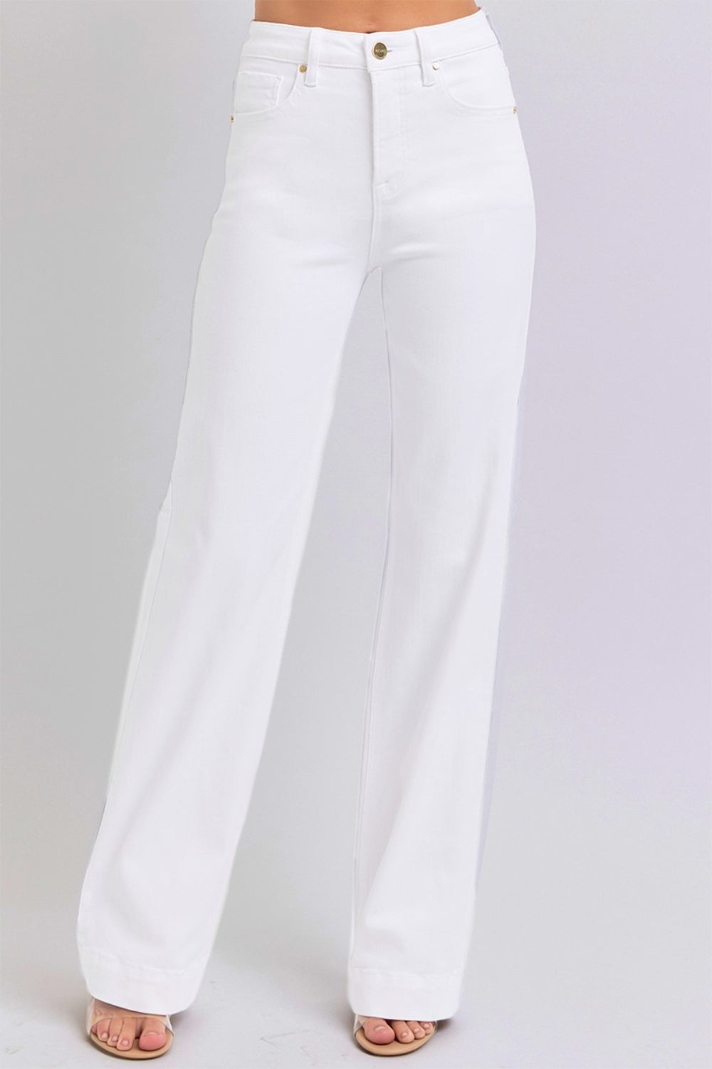 RISEN High-Rise Classic Straight Leg Relaxed Boyfriend Jeans Relaxed White Denim Pants