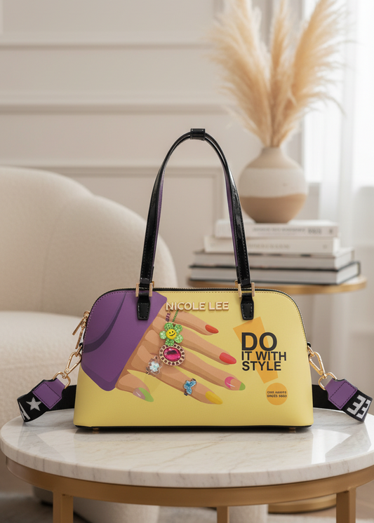Nicole Lee 3D Nail Polish Purse Dome Satchel Convertible Crossbody Shoulder bag
