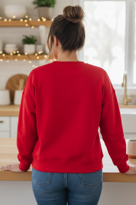 Chenille Merry Letterman Crew Neck Top Christmas Holiday Pullover Sweatshirt