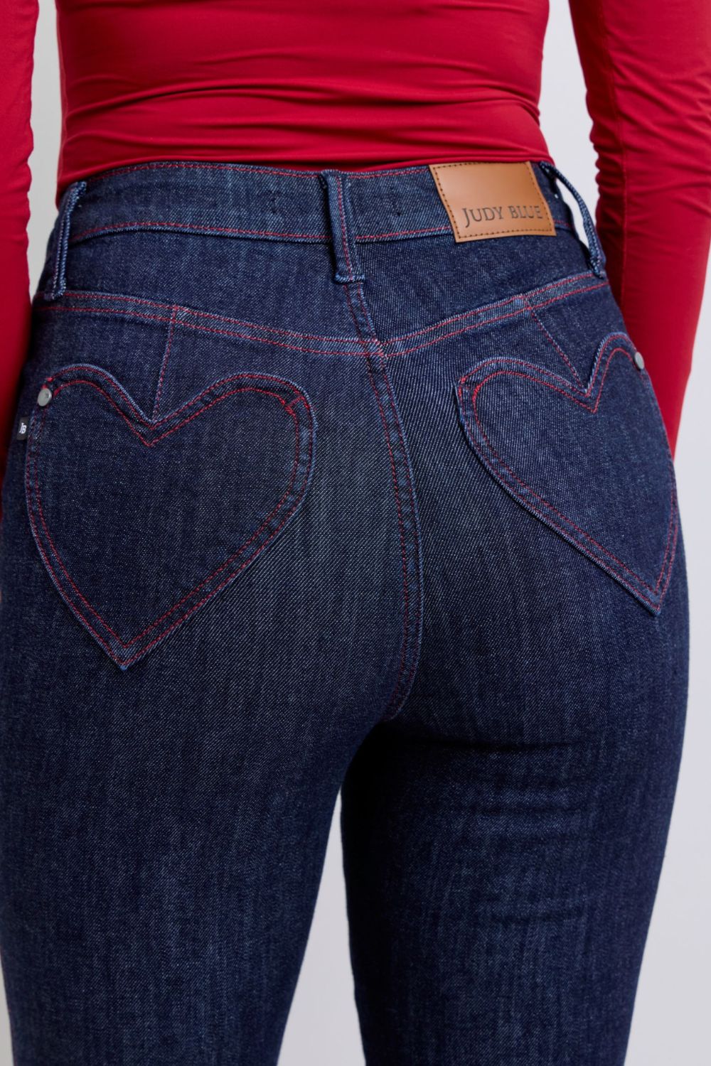 Judy Blue Heart Pocket Skinny High-Rise Stretch Denim Jeans Slim Ankle Pants