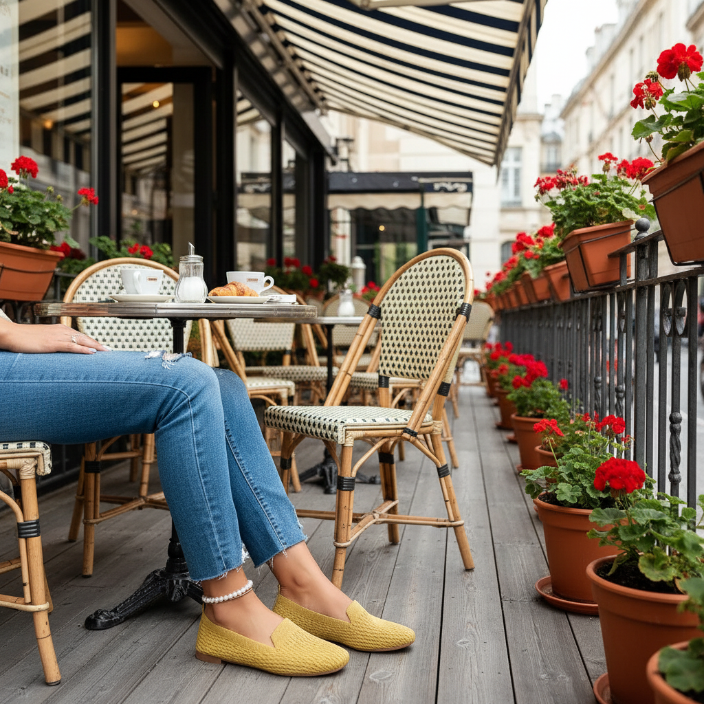 Square Toe Slip-On Mesh Knit Ballet Flats Breathable Lightweight Casual Shoes