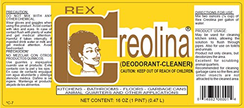 Rex Creolina - 16oz Concentrate Multi Purpose Cleaner Concentrate - Deodorant Indoor Home Cleaner, Bathroom Cleaner, Floor Cleaner, Garbage Disposal Cleaner, Kitchen Cleaner