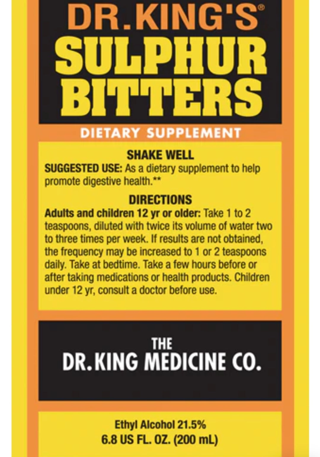 Dr Kings Sulphur Bitters Dietary Supplement 200mL(6.8oz)