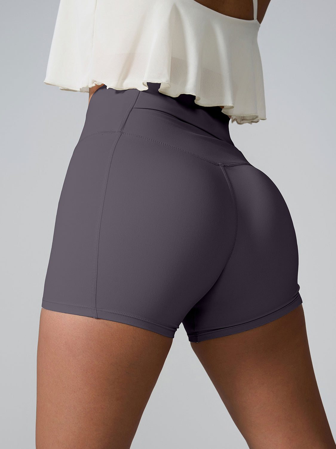 High Rise Athletic Shorts Wide Waistband Back Pocket Yoga Activewear
