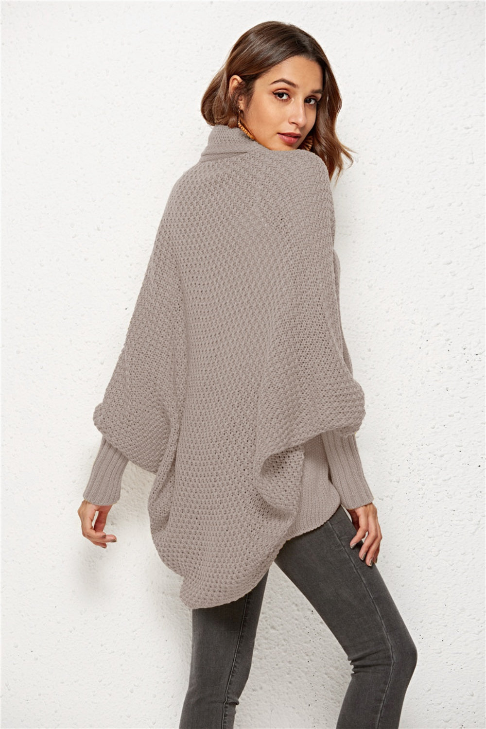 Oversized Knit Cardigan Batwing Sleeve Lightweight Baggy Open Front Sweater