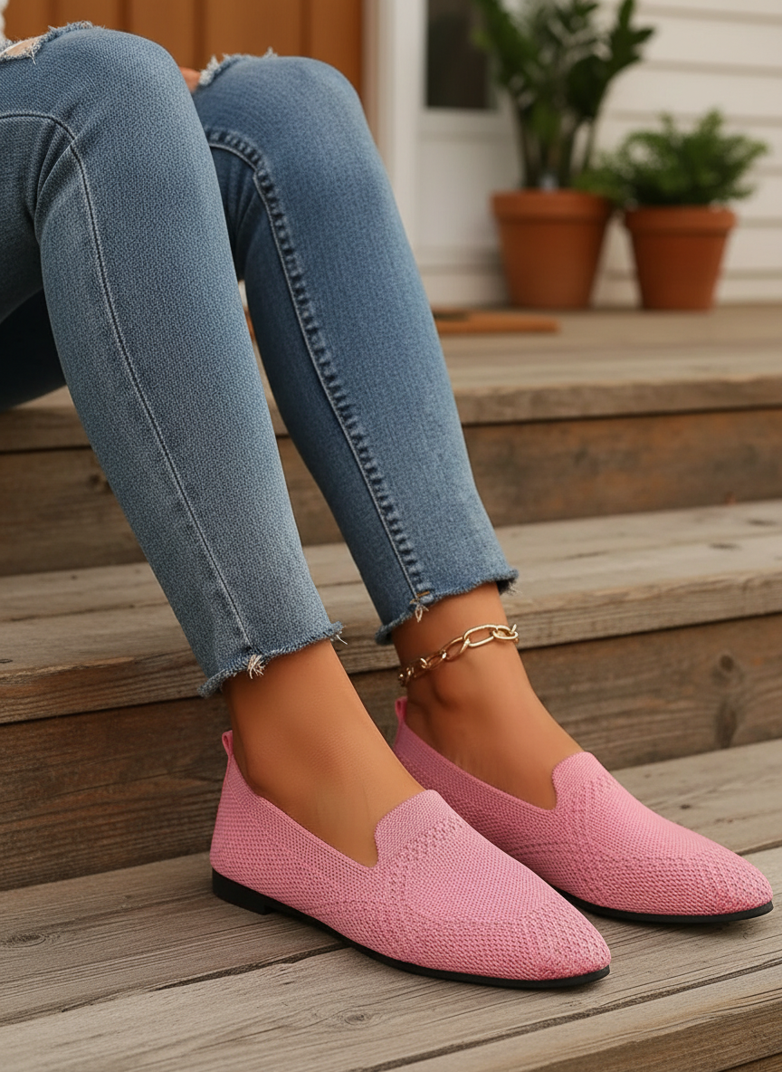 Pointed Toe Breathable Mesh Ballet Flats Slip-On Shoes Casual Lightweight Loafer