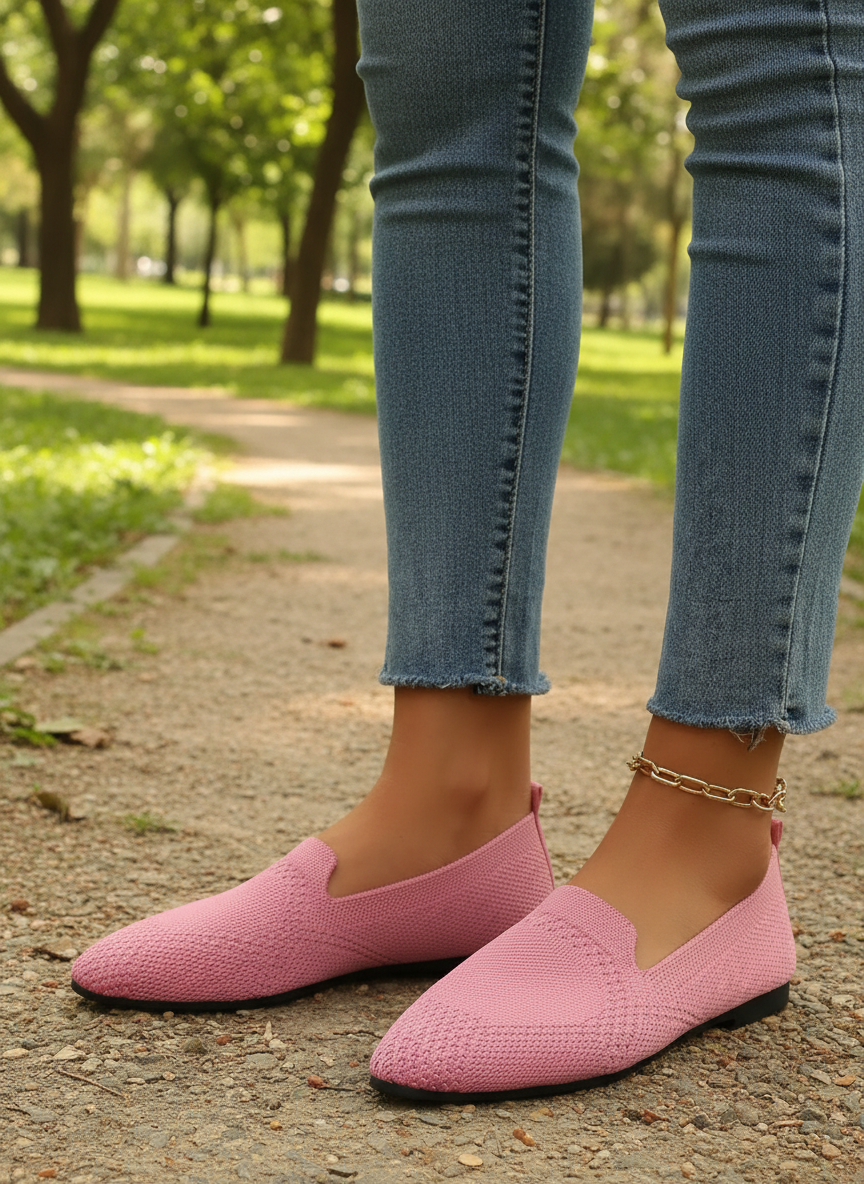 Pointed Toe Breathable Mesh Ballet Flats Slip-On Shoes Casual Lightweight Loafer