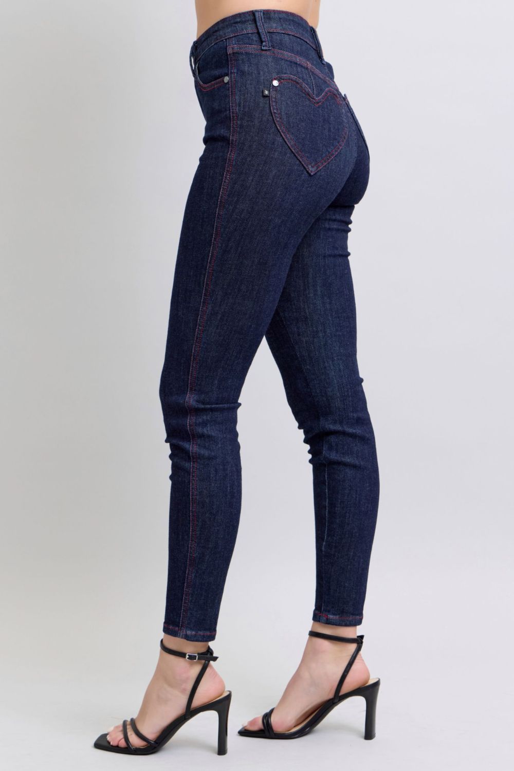 Judy Blue Heart Pocket Skinny High-Rise Stretch Denim Jeans Slim Ankle Pants