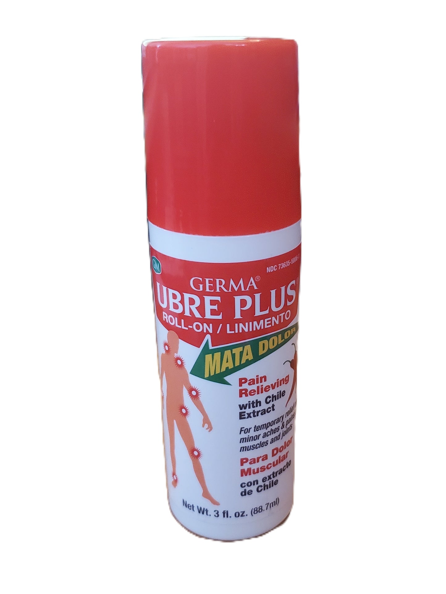 Germa Ubre Plus Roll On Topical Relief with Chili Extract 3 oz