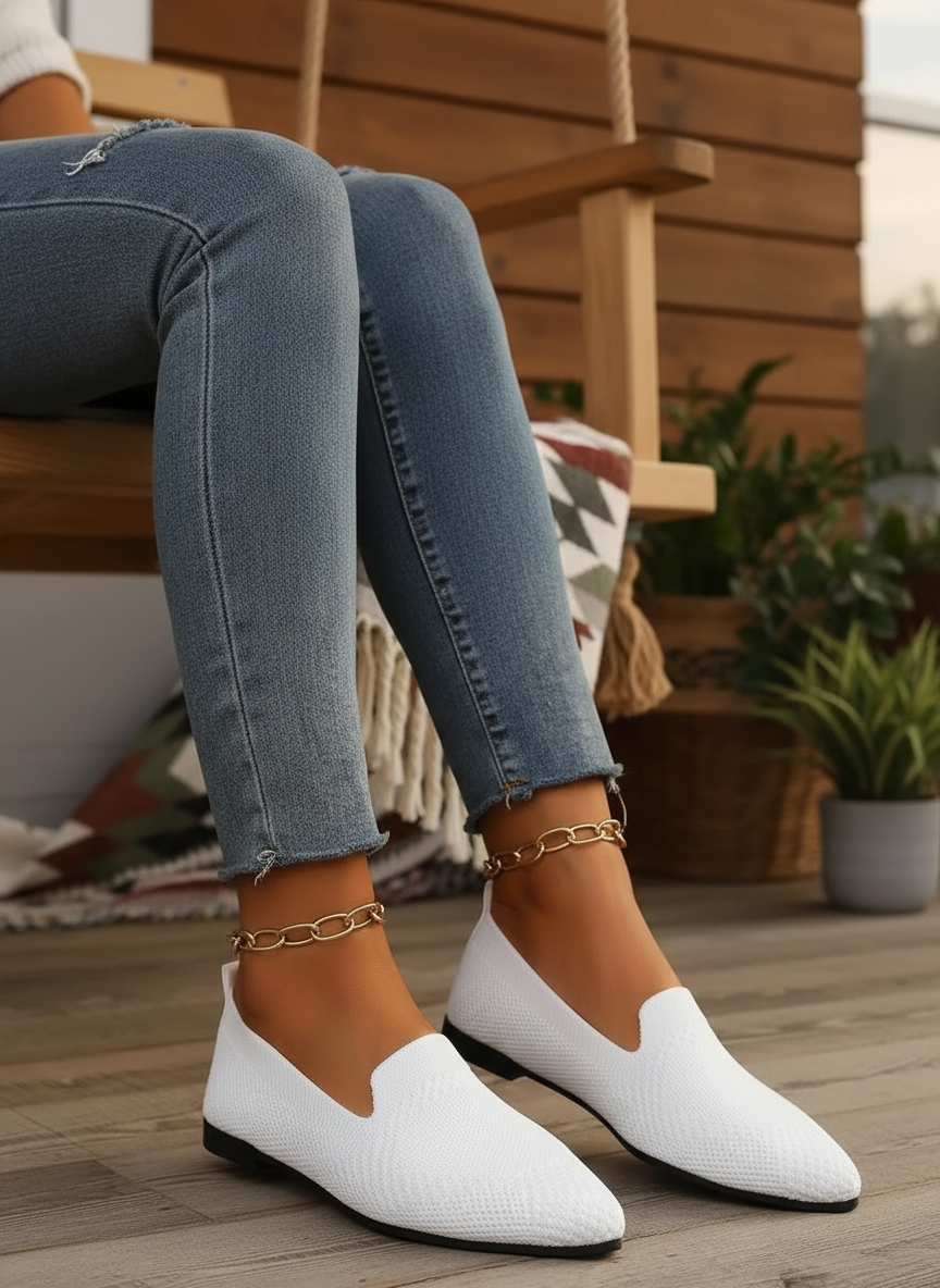 Pointed Toe Breathable Mesh Ballet Flats Slip-On Shoes Casual Lightweight Loafer