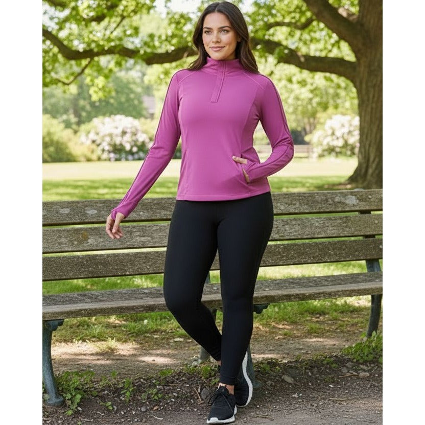 Mondetta Quarter-Zip Shirt Athletic Top Side Zip Pockets Activewear Pullover