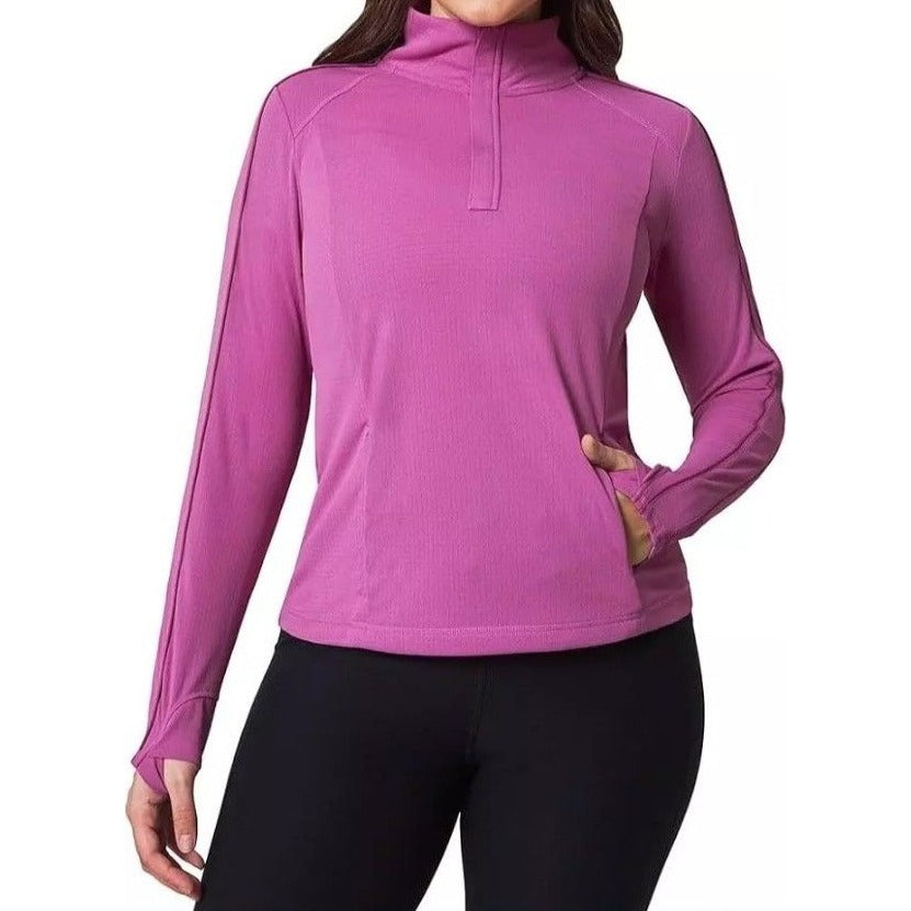 Mondetta Quarter-Zip Shirt Athletic Top Side Zip Pockets Activewear Pullover