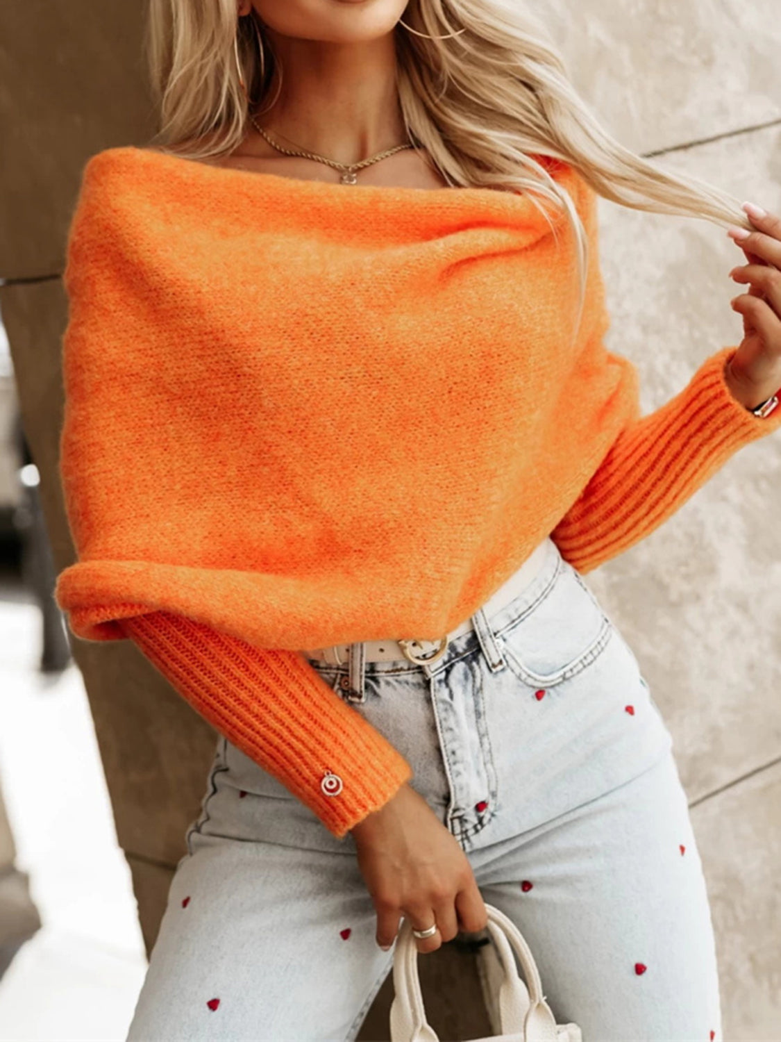 Twisted Knit Wrap Crop Top Bardot Off-shoulder Ribbed Long Sleeve Soft Sweater Shirt