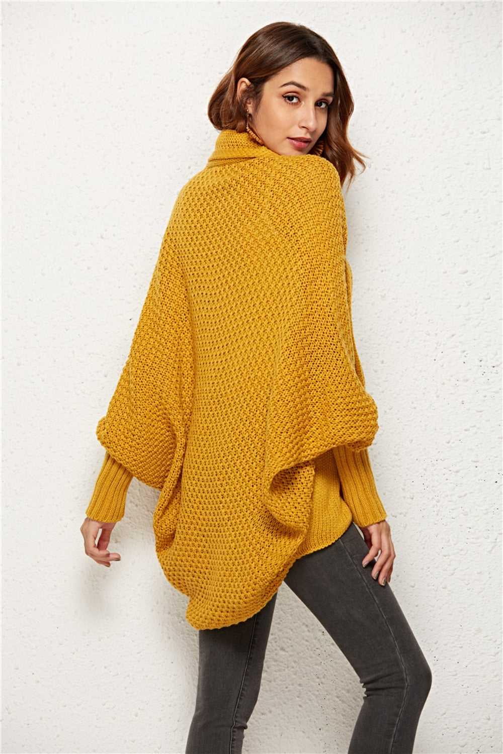 Oversized Knit Cardigan Batwing Sleeve Lightweight Baggy Open Front Sweater