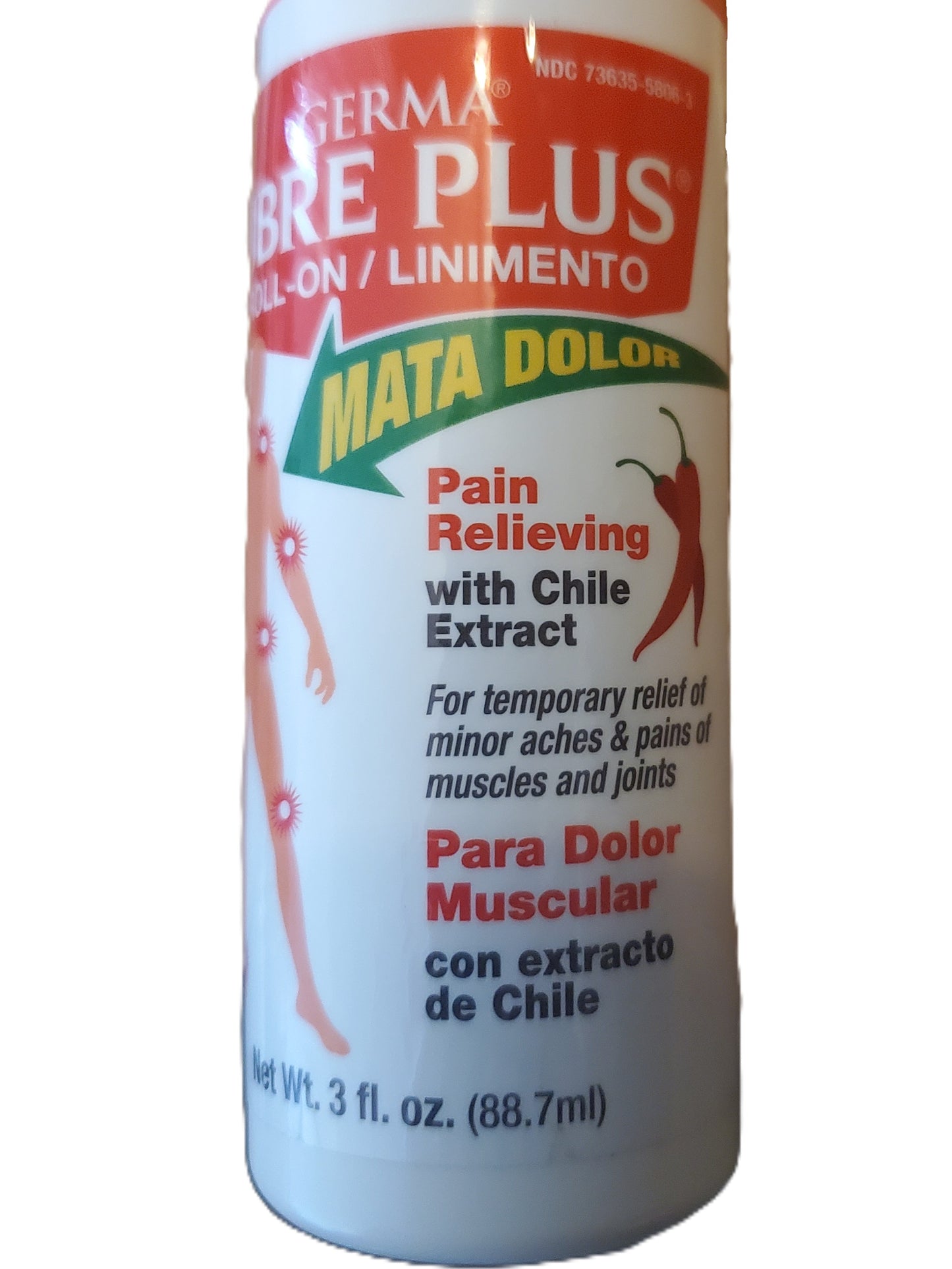 Germa Ubre Plus Roll On Topical Relief with Chili Extract 3 oz