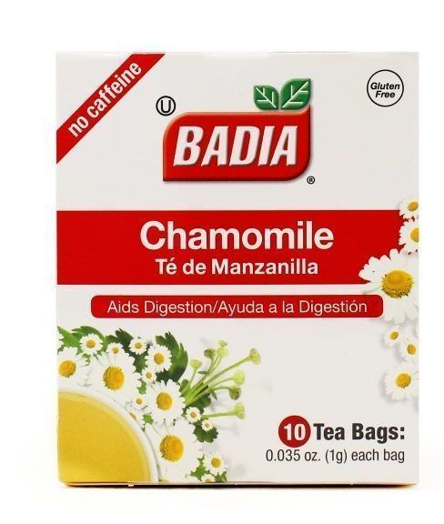 Badia Chamomile Tea Caffeine-Free Bag -Aids Digestion Box of 10 Tea Bags