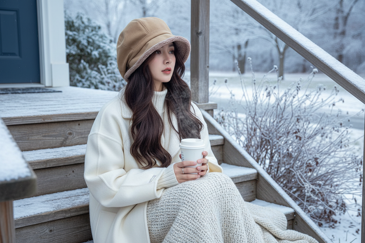 Plush Sherpa Trim Baker Boy Hat Smooth Faux Suede Newsboy Retro Slouchy Cap