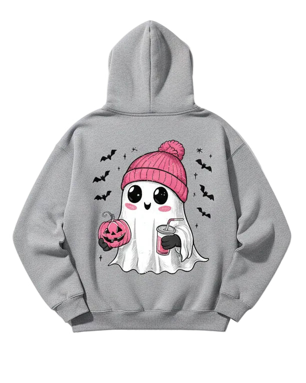 Spooky Babe Cute Ghost Kangaroo Pocket Oversized Halloween Pullover Hoodie