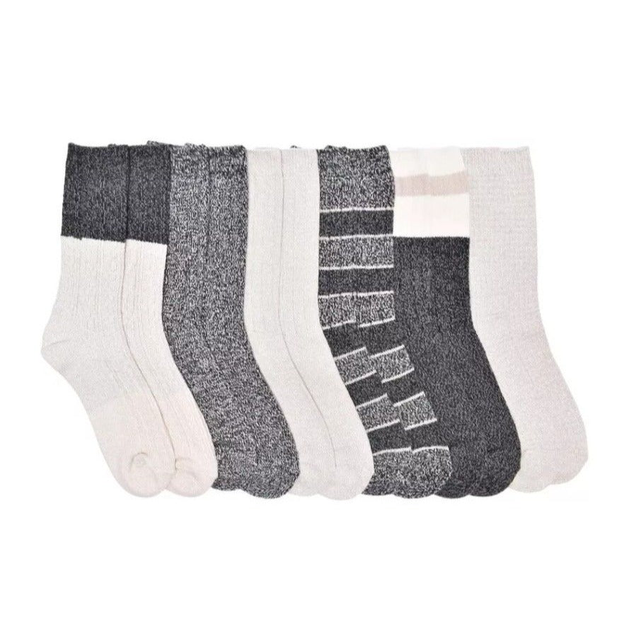6 Pk Lucky Brand 5-10 Tall Knit Super Soft Yarn Boot Socks Winter Cozy Gray