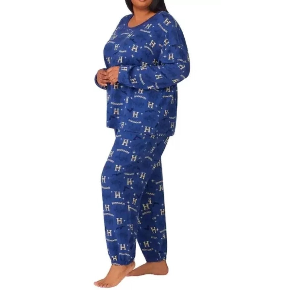 Harry Potter L PJ 2-Piece Hogwarts Women Pajama Lounge Set Long Sleeve Top Pant