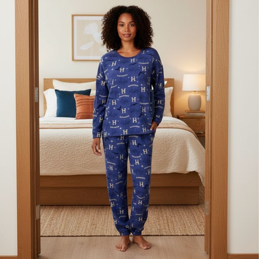 Harry Potter L PJ 2-Piece Hogwarts Women Pajama Lounge Set Long Sleeve Top Pant