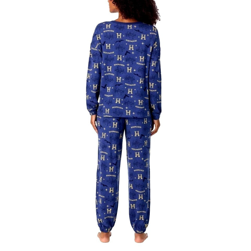 Harry Potter L PJ 2-Piece Hogwarts Women Pajama Lounge Set Long Sleeve Top Pant