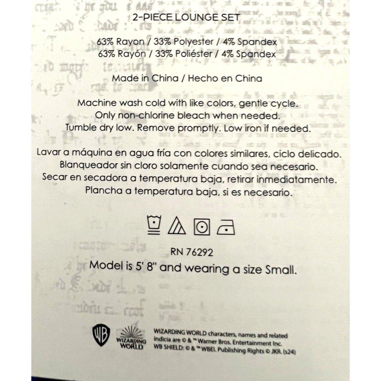 Harry Potter L PJ 2-Piece Hogwarts Women Pajama Lounge Set Long Sleeve Top Pant