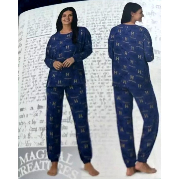 Harry Potter L PJ 2-Piece Hogwarts Women Pajama Lounge Set Long Sleeve Top Pant