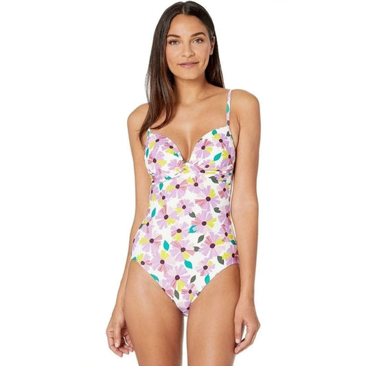 Kate Spade One-piece Twist Front WallFlower Colorful Daisy Floral Swimwear