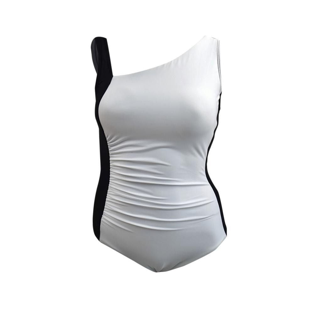 Calvin Klein Colorblock Asymmetric High-Neck Swimwear One-Piece Swimsuit