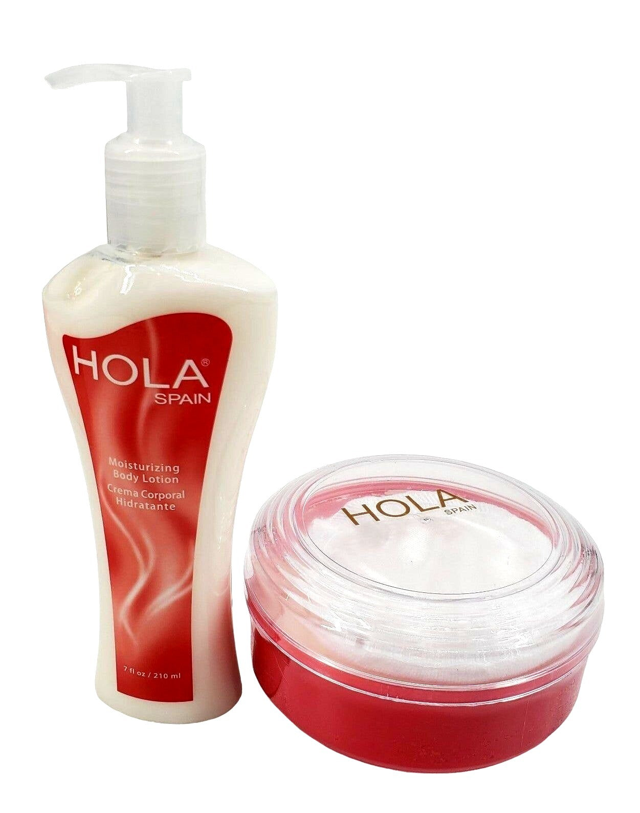 Hola Spain Skincare Set: 5 oz Perfumated Cornstarch Dusting Powder & 7 oz Moisturizing Hand & Body Lotion