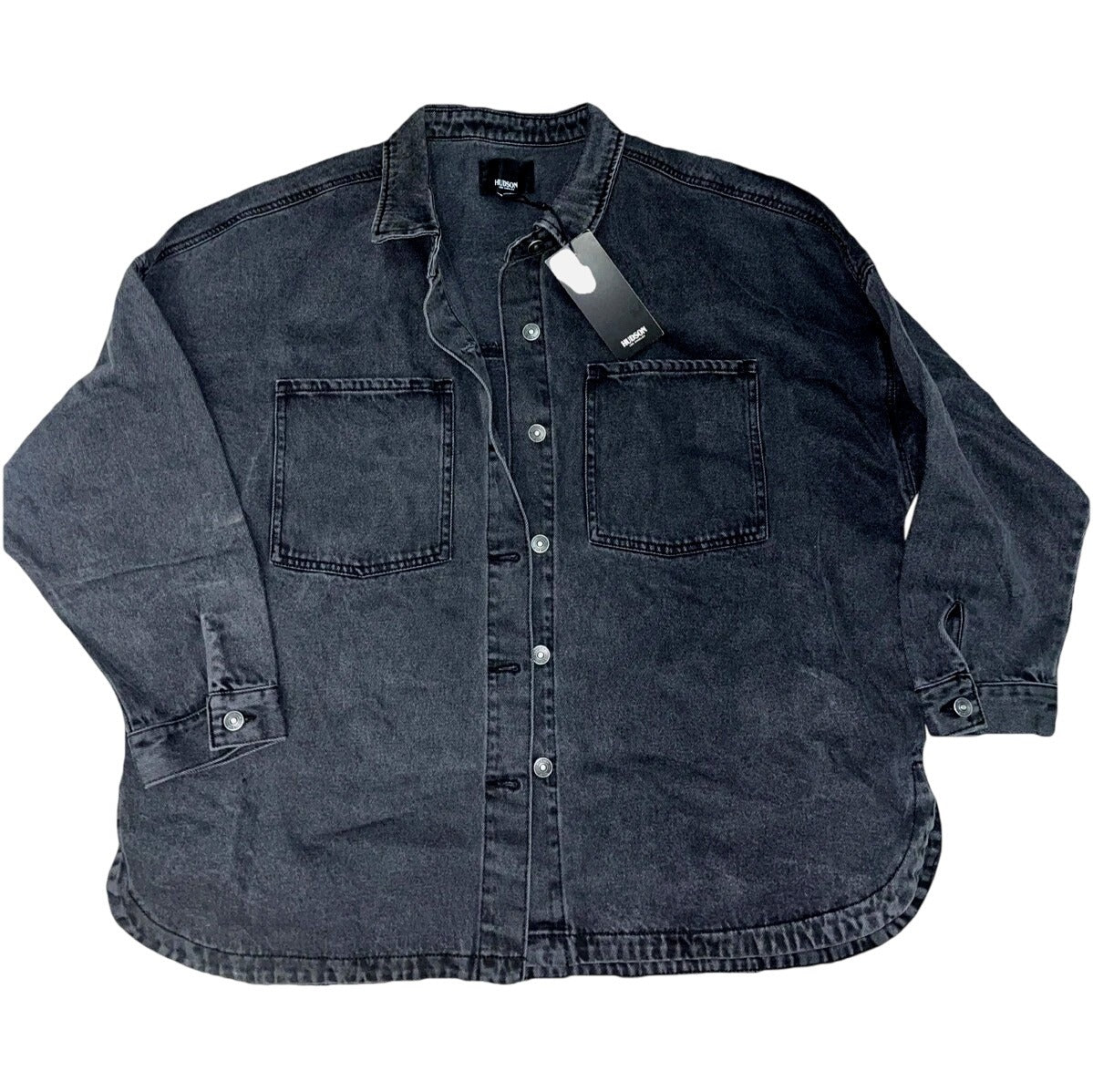 Hudson Denim Button-up Shacket Oversized Boyfriend Fit Cotton Shirt Jacket Top