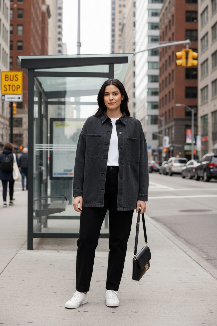 Hudson Denim Button-up Shacket Oversized Boyfriend Fit Cotton Shirt Jacket Top