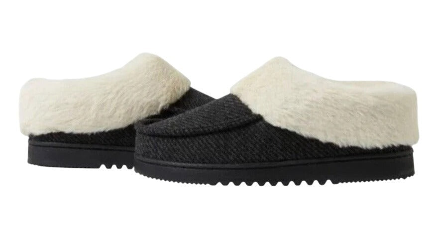 Dearfoams Women Faux Fur House Shoe Slippers Corduroy Winter Fuzzy Slip-on