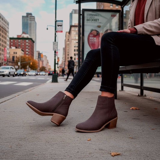 Draper James Womens Elle Bootie Chunky Stacked Heel Zip-up Ankle Boots Brown