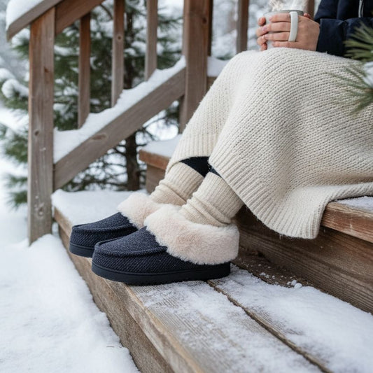 Dearfoams Women Faux Fur House Shoe Slippers Corduroy Winter Fuzzy Slip-on