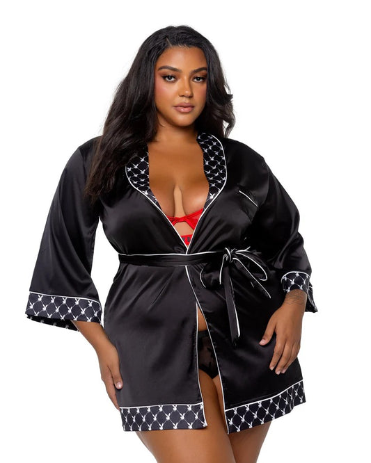 Playboy Silky Belted Robe Loungewear Luxury Dramatic Lingerie Sleepwear