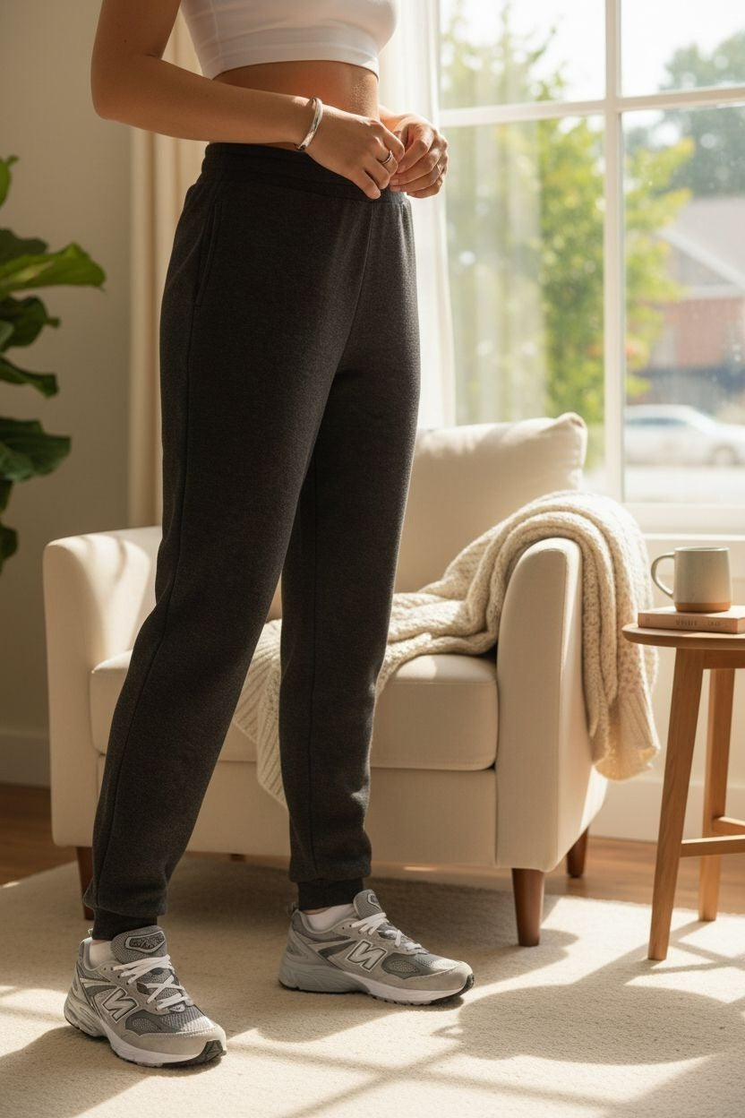 Mondetta Women Fleece Jogger Pants Leisure Elastic Waist Sweatpants Loungewear