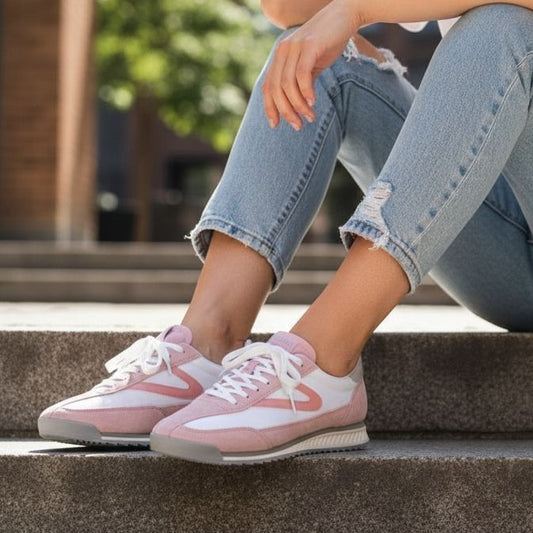 Tretorn Womens Sneakers Rawlins Pink Suede Lace-Up Casual Tennis Shoes Retro