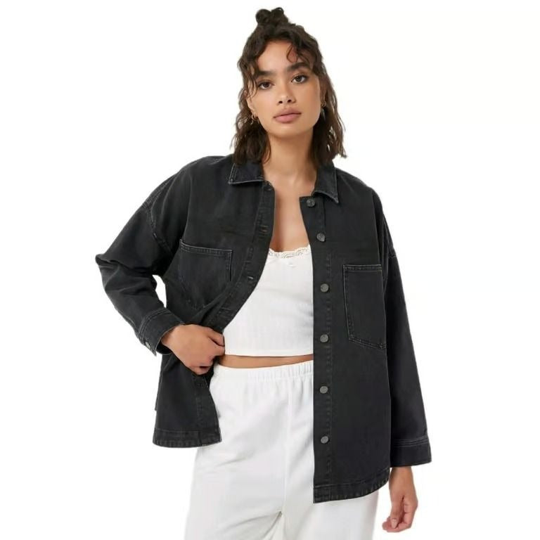 Hudson Denim Button-up Shacket Oversized Boyfriend Fit Cotton Shirt Jacket Top