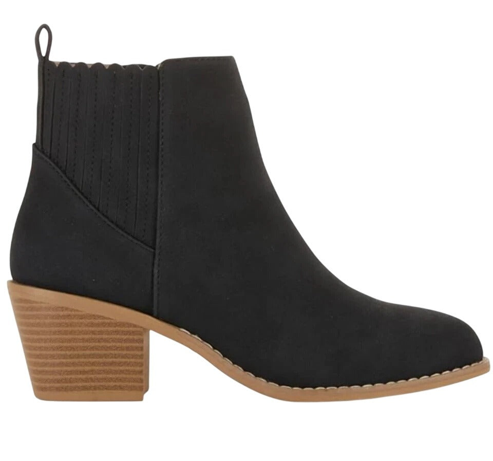 Draper James Womens Elle Bootie Chunky Stacked Heel Zip-up Ankle Boots Black