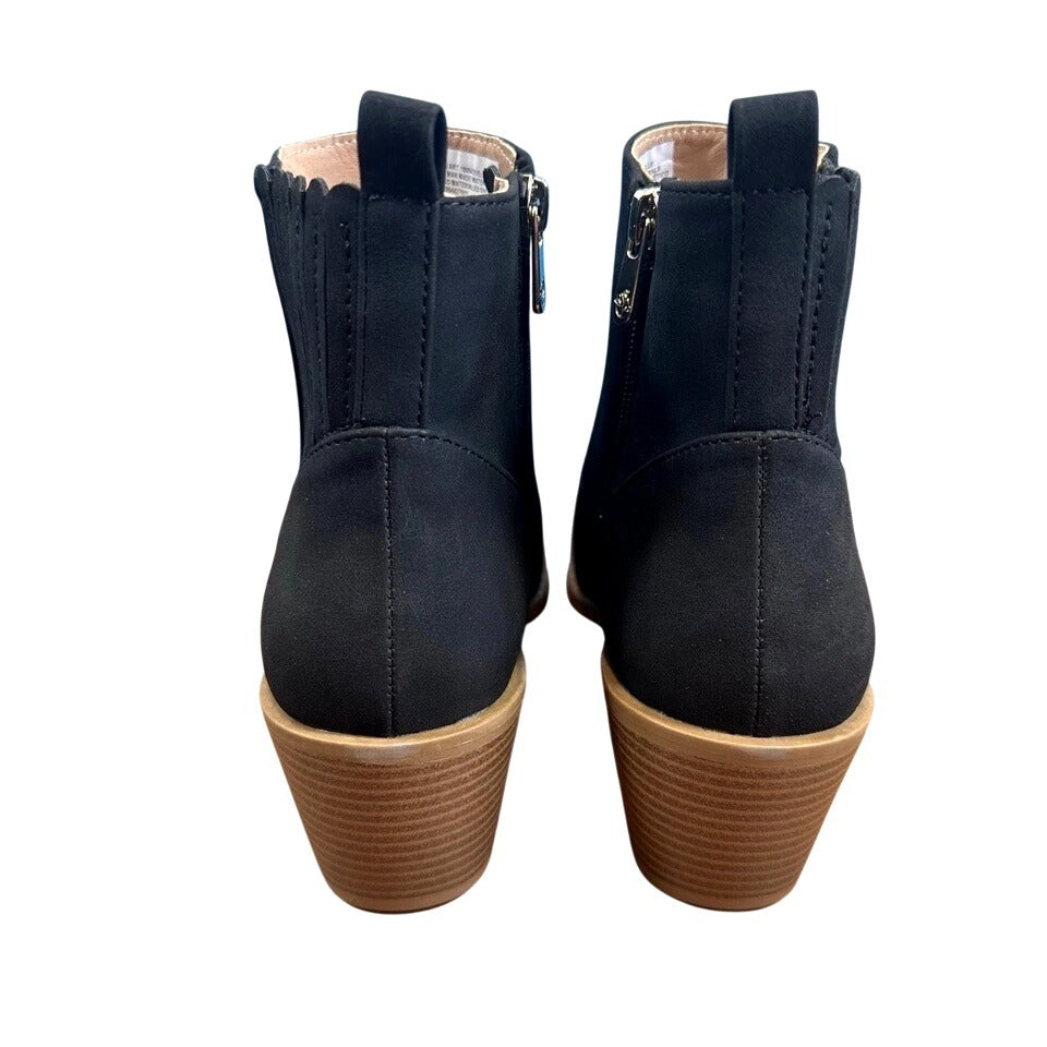 Draper James Womens Elle Bootie Chunky Stacked Heel Zip-up Ankle Boots Black