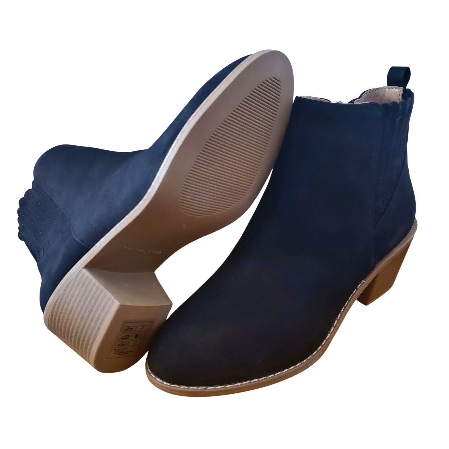 Draper James Womens Elle Bootie Chunky Stacked Heel Zip-up Ankle Boots Black