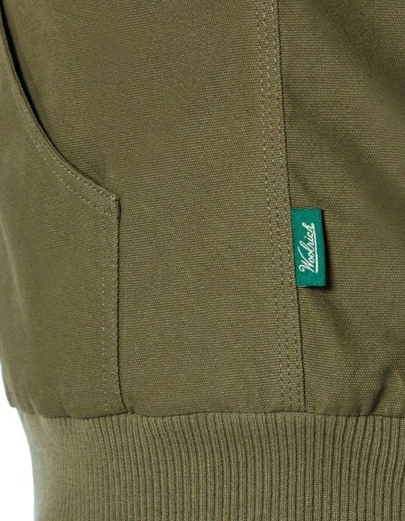 Woolrich Men's Canvas Hooded Jacket Plaid Kangaroo Pocket Zipper Hoodie Green