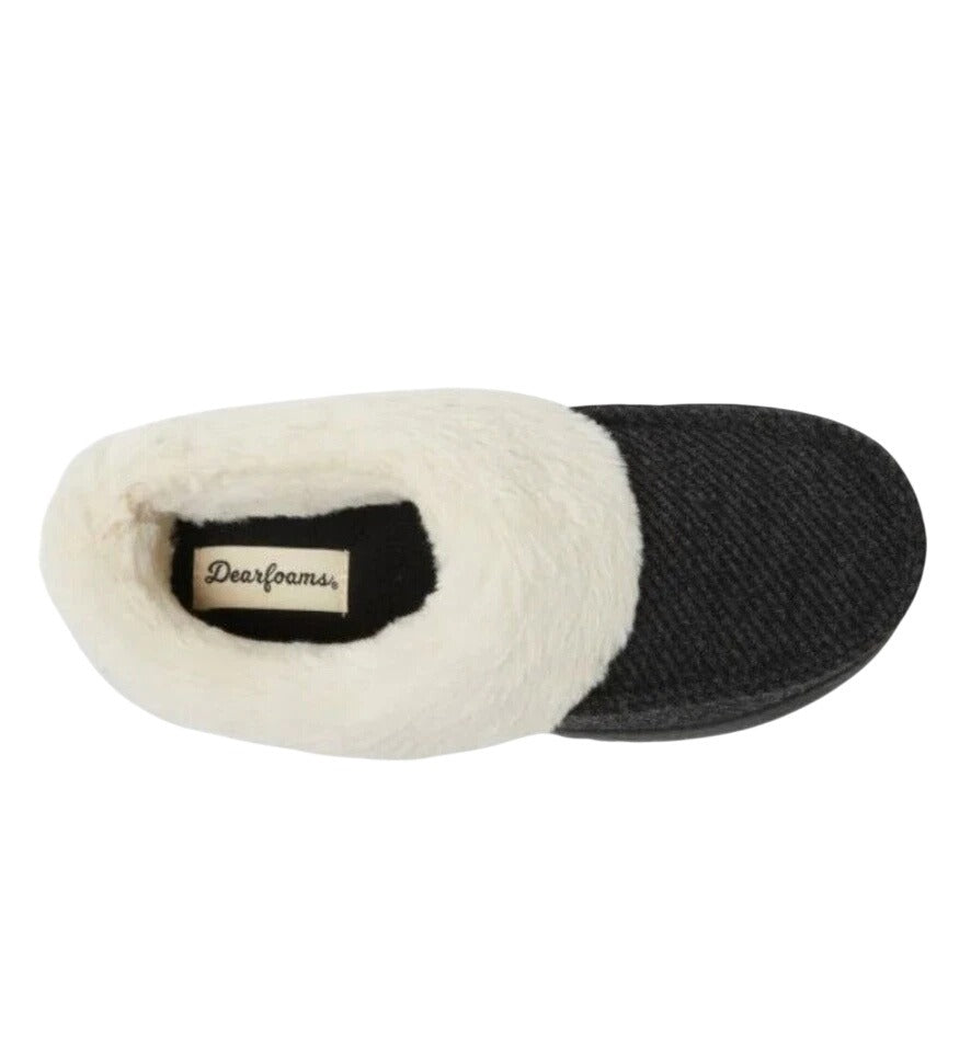 Dearfoams Women Faux Fur House Shoe Slippers Corduroy Winter Fuzzy Slip-on