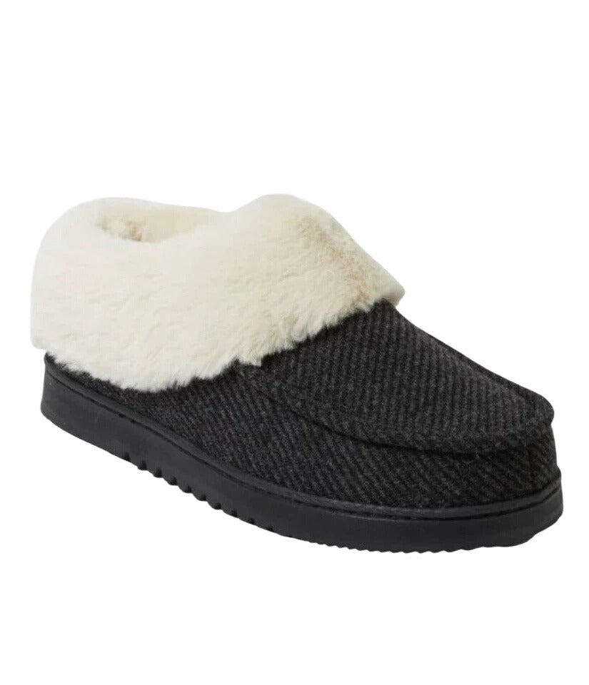 Dearfoams Women Faux Fur House Shoe Slippers Corduroy Winter Fuzzy Slip-on