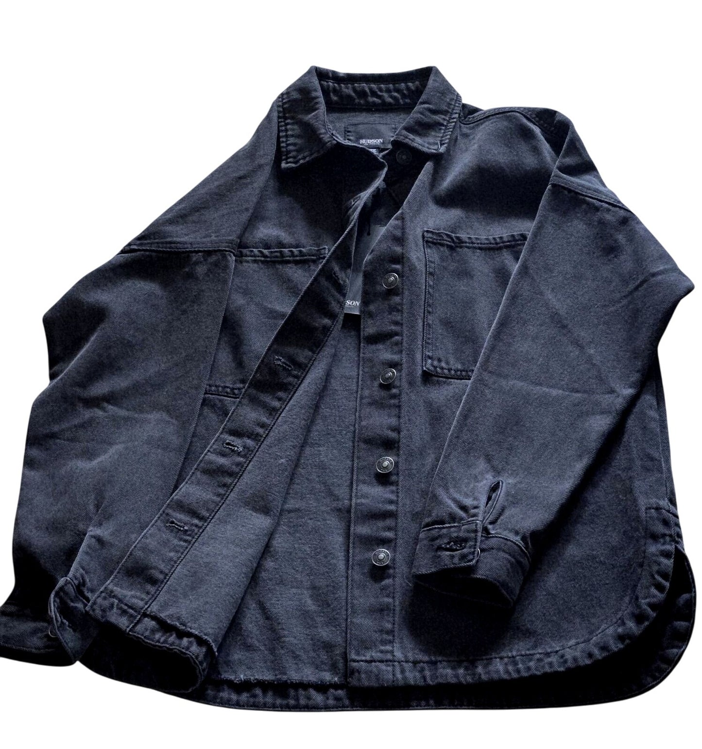 Hudson Denim Button-up Shacket Oversized Boyfriend Fit Cotton Shirt Jacket Top