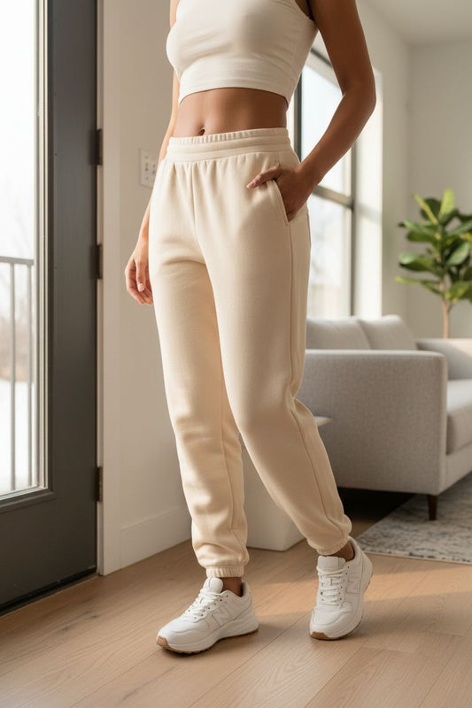 Mondetta Women Fleece Jogger Pants Leisure Elastic Waist Sweatpants Loungewear